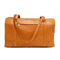 Ashlin Carlton Leather Carry All Business Case - British Tan-Practical and classy, this carry all business case features top zippered construction for durability, two long shoulder straps, two main sections with a centre divider, two outside zippered compartments for easy access