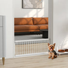 PawHut 26"-37" Dog Gate - 14" Tall Pet Gate and 2 Extensions - White-Easy step-over while keeping toy dogs safely contained indoors