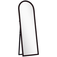 HOMCOM Arched Full Body Mirror - 21" W x 64" H - Brown Wood Grain-Full size mirror allows viewing of entire outfit effortlessly 