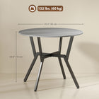 HOMCOM - Table à manger ronde avec structure en acier pour cuisine - gris-4 pieds inclinés avec un design en "X" au centre pour plus de solidité 