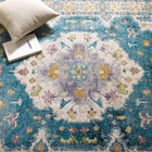 Modway - Success Médaillon vintage floral vieilli Anisah Tapis 4 pi l x 6 pi L - Bleu ivoire clair, jaune, orange-Protégez les planchers contre le passage des piétons / du mobilier