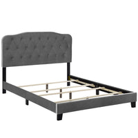 Modway Amelia Performance Velvet Queen Bed - Grey-Modern Bed Frame With Headboard