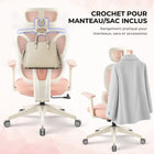 MotionGrey - Chaise de bureau ergonomique Mellow - Dossier en maille haute avec accoudoirs réglables - Rose-6