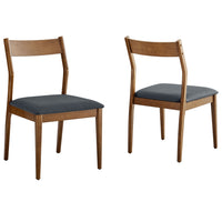 Modway Solara Vegan Leather Wood Dining Side Chairs - Walnut/Black - 2 Pack-Rubberwood Dining Side Chairs Set of 2