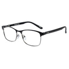 Gry Mattr Blue Light Glasses - PUNCTUAL - 2.50-Matte Black metal and shiny black plastic temple