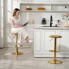 HOMCOM - Tabourets de bar réglables en acier - or - paquet de 2-Structure en acier robuste supportant jusqu’à 264 lb (120 kg) pour plus de sécurité 
