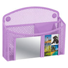 Locker Gear - Caddy magnétique en maille avec miroir pour casier - Violet-Design pratique - quatre compartiments pour un rangement organisé et un miroir détachable