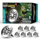 Bell + Howell Swivel Adjustable LED Disk Lights - 8 Pack-Solar powered, energy efficient