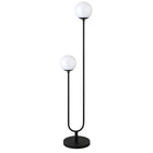 Hudson&Canal - Lampadaire Dufrene à 2 lumières avec abat-jour en verre - Bronze noirci/lait blanc-Style du milieu du siècle pour votre salon, votre bureau, votre chambre ou votre coin lecture