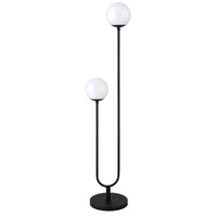 Hudson&Canal - Lampadaire Dufrene à 2 lumières avec abat-jour en verre - Bronze noirci/lait blanc-Style du milieu du siècle pour votre salon, votre bureau, votre chambre ou votre coin lecture