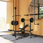 Soozier Adjustable Weight Bench with Preacher Curl Bench-Secure barbell locking with safety hooks for enhanced safety