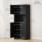 HOMCOM 68" H Kitchen Pantry Cabinet with Microwave Oven Countertop - Black-With farmhouse style doors and oak-like top board 