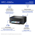Brother - MFC-J1260W Imprimante tout-en-un à jet d’encre couleur sans Work Smart-Brother Mobile Connect. Optez pour la mobilité avec l’appli Brother Mobile Connect comprenant des menus faciles à parcourir pour imprimer, copier et numériser, gérer votre appareil et consulter l’indicateur de pages sur votre appareil mobile