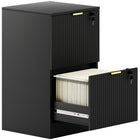 HOMCOM 2-Drawer Fluted Vertical Letter/A4 Filing Cabinet with Lock - Black-Compact design fits perfectly in small spaces
