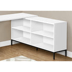 Monarch Specialties - 7494 Bureau 60 po L - En Forme De L/Coin Blanc-Capable de supporter jusqu'à 198 lb, ce bureau à domicile avec une construction à panneau épais, des intérieurs de tiroir finis, des glissières de tiroir en métal et des pieds en métal robustes dans une finition noire.