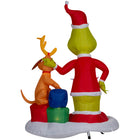 GEMMY Airblown Inflatable Christmas Grinch and Max with Presents - 71" x 49"-Deflates for easy storage