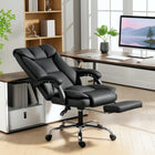 HOMCOM - Fauteuil de bureau en cuir - noir-Similicuir résistant aux rayures, adapté à l’usure et aux éclaboussures 