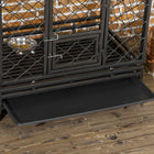 PawHut 36" L Heavy Duty Dog Crate with Wheels and Openable Top - Black-Crate features 1 removable bottom tray 