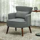 HOMCOM - Fauteuil d’appoint avec pieds en bois massif pour salon - gris-Le design à oreilles ajoute une touche d’élégance  
