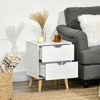 HOMCOM - Table de nuit moderne avec 2 tiroirs et pieds en bois - blanc-Montage requis 