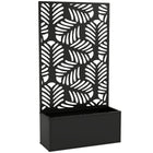 Outsunny Metal Raised Planter Box with 44.5" H Trellis - 24" L x 9" W - Monstera Leaf Cut-Outs -Privacy panel with monstera leaves cut-outs serves as a trellis 