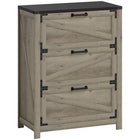 HOMCOM 2 Drawer File Cabinet with Adjustable Hanging Bars for Letter, A4 and Legal Size - Grey Wash-Barn-style doors add farmhouse charm to any home office