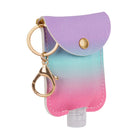 Pep Rally PU Sanitizer Holder with Bottle - Multi Ombre-Vegan leather pouch with bottle that holdshand sanitizer