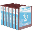 Davis Group Easyview Premium Binder - Round Ring - Customizable - 1.5" - Burgundy - 6 Pack-3 Ring Binder