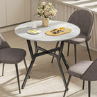 HOMCOM - Table à manger ronde avec structure en acier pour cuisine - gris-Patins antidérapants assurant la stabilité et protégeant le sol des rayures 