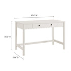 Modway Emmeline 47.64" 1-Drawer Scallop Writing Desk - White-Full-Glide Drawer