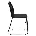 Flash Furniture HERCULES Series 661 lb. Capacity Black Sled Base Stack Chair with Air-Vent Back-Black Plastic Seat and Back