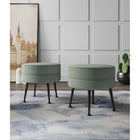 Manhattan Comfort - Bailey pouf rembourré en mélange de polyester style milieu du siècle 46 cm, vert sauge avec pieds noirs, lot de 2-Cadre en bois massif pour plus de durabilité et de fonctionnalité