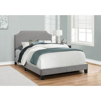 Monarch Specialties - 5925F Lit Double - Bordure En Argent Tissus Gris-1