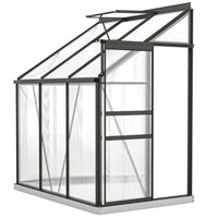 Outsunny 6' x 4' Aluminium Lean-to Greenhouse with Adjustable Roof Vent - Dark Grey- Lean-to-wall greenhouse with spacious design for growing flowers, vegetables, and fruits  
 
