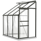 Outsunny - Serre adossée en aluminium 6 pi x 4 pi avec lucarne de toit réglable, gris foncé- Serre adossée avec un design spacieux pour cultiver des fleurs, des légumes et des fruits  
