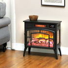 HOMCOM 1500W Infrared Electric Fireplace Heater for Indoor Use - Black-Infrared heating preserves room's natural humidity while warming space 