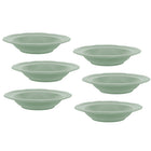 Casa Domani Florence Sage Rim Soup Plate - 23cm - 6 Pack-Made of Porcelain featuring a delicate embossed pattern on scalloped profile.