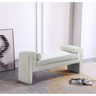 Manhattan Comfort - Banc moderne Concord 59" en tissu chenille - Ivoire-Cadre en bois de pin séché au four avec assemblages à tourillons et coins renforcés