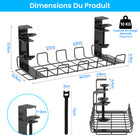 ShoppingAll - Plateau de rangement de câbles sous le bureau avec 10 attaches de câbles - Noir - Paquet de 2-CONSTRUCTION ROBUSTE: Fabriqué en acier revêtu de poudre durable, le plateau peut supporter jusqu’à 10 kg de câbles, fils et accessoires sans s’affaisser ni se casser.