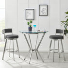 Armen Living - Roman Tabouret de Bar Pivotant de 66 cm de Hauteur de Comptoir en Similicuir Gris et Acier Inoxydable Brossé-50,8 cm L x 50,8 cm l x 86,4 cm H