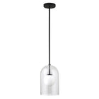 Hudson&Canal Sondre 8" Wide Double Layer Pendant with Glass Shade - Blackened Bronze/White Milk/Clear-Modern contemporary design for your entryway, foyer, or kitchen