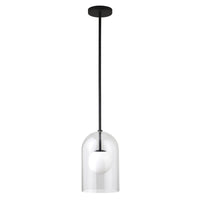 Hudson&Canal - Suspension double couche Sondre de 20 cm de large avec abat-jour en verre - Bronze noirci/lait blanc/transparent-Design contemporain moderne pour votre entrée, votre foyer ou votre cuisine