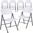 Flash Furniture – Chaise pliante en plastique Hercules, capacité de 330 lb, structure anthracite, blanc, 6/paquet-Chaises pliantes en plastique blanc avec cadre en métal
