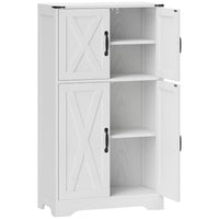 HOMCOM 23.6" L Farmhouse Kitchen Pantry Cabinet - White Wood Grain-Barn door design and black corner accents add farmhouse charm