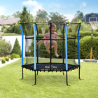 Soozier Kids Trampoline with Enclosure Net - 64" Dia. - Blue-Made of powder coated steel frame and anti-UV net enclosure 