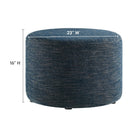 Modway - Callum Gros tissu rond tissé en bruyère de 23 pouces Rembourré Ottoman - Heathered Weave Azure-Rembourrage en mousse dense