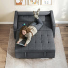 HOMCOM Pull Out Sleeper Sofa Bed with USB Ports - Dark Grey-Soft, breathable, skin-friendly linen-look fabric resists wear and is easy to clean