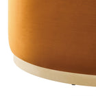 Modway Tilden Large 38" Round Performance Velvet Upholstered Ottoman - Rust/Natural-Arrives Fully Assembled