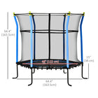 Soozier Kids Trampoline with Enclosure Net - 64" Dia. - Blue-Safety enclosure and thick padding poles prevent jumper from accidentally slipping off 