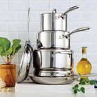 Tramontina - Ensemble de 10 pièces de batterie de cuisine en acier inoxydable à 3 couches avec couvercles – casseroles et poêles-Certifié NSF, construction à 3 couches (acier inoxydable 18/10, cœur en aluminium, acier inoxydable magnétique) pour une distribution rapide et uniforme de la chaleur